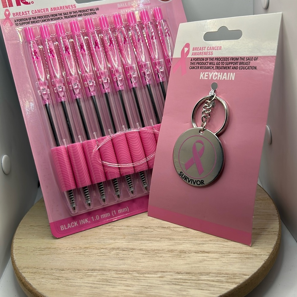 Breast Cancer Bundle: 10 Pens & 1 Keychain “Survivor”